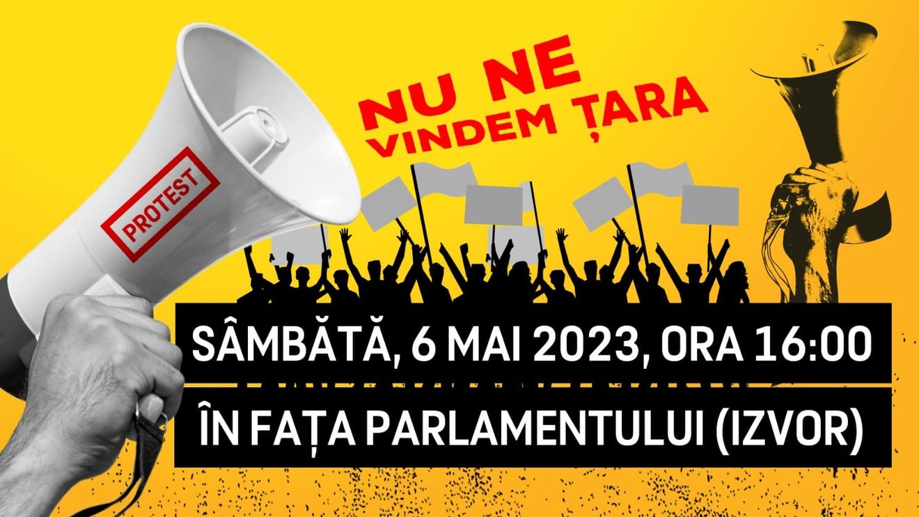 Protestul AUR anunțat pentru data de 6 Mai, organizat sub lozinca anti-occidentală a anilor 90 utilizată de regimul Iliescu împotriva privatizărilor: Nu ne vindem țara