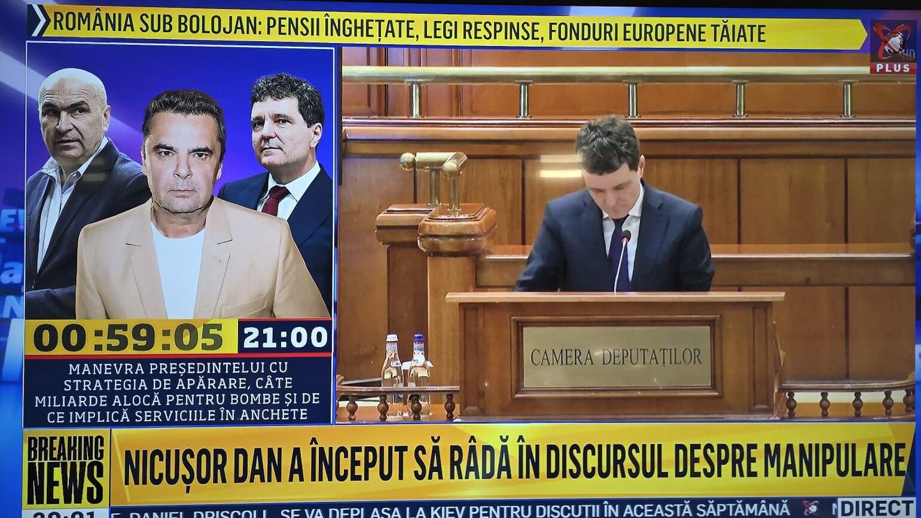 Manipulare Realitatea Plus: Nicușor Dan a fost difuzat cu sunetul din ședința de plen oprit, astfel încât să pară că râde de Strategia Națională de Apărare / De fapt, în Parlament vociferau reprezentanți ai polului extremist 