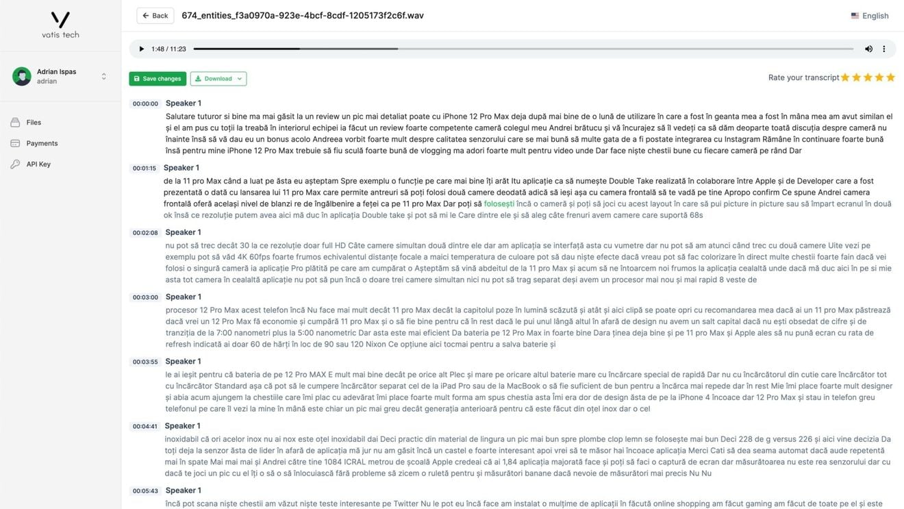 Compania românească de transcriere audio Vatis Tech a lansat o nouă versiune de model speech-to-text, în urma unei investiții de câteva sute de mii de euro / Compania se pregătește de o scalare la nivel internațional