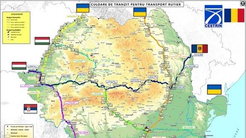 Harta celor cinci culoare de tranzit stabilite de Ministerul Transporturilor și MAI pentru transportatorii de mărfuri