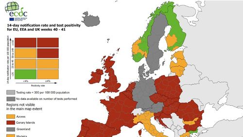 Coronavirus: Peste jumătate din statele UE sunt în zona roșie de risc epidemic pe harta Centrului European pentru Prevenirea Bolilor