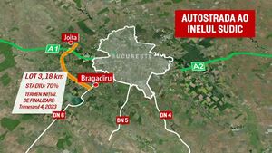 Porțiunea care ar urma să conecteze A1 de A2 a rămas mult în urmă. Sunt zone întregi fară asfalt. Ce spun constructorii