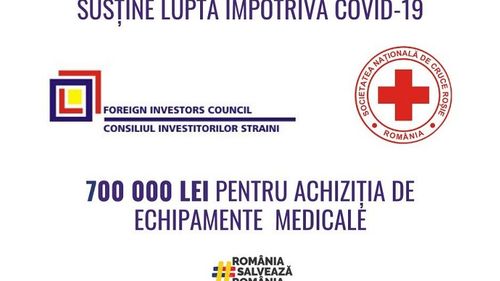 Consiliul Investitorilor Străini a donat 700.000 de lei către Crucea Roșie Română pentru dotarea cu ventilatoare și monitoare de terapie intensivă a spitalelor din țară