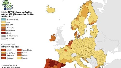 ECDC: Numărul infecțiilor cu coronavirus a crescut cu 64% în ultima săptămână în Europa, mai ales în rândul tinerilor, pe fondul relaxării restricțiilor și a răspândirii tulpinii Delta / Cum evoluează epidemia în fiecare țară
