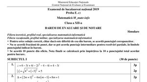 Barem Matematică clasa a XI-a și clasa a XII-a: Descarcă grila de corectare și notare a lucrărilor la simularea de Matematică 2019