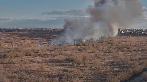 VIDEO FOTOGALERIE Incendiu în Delta Văcărești pe circa 2 hectare de vegetație