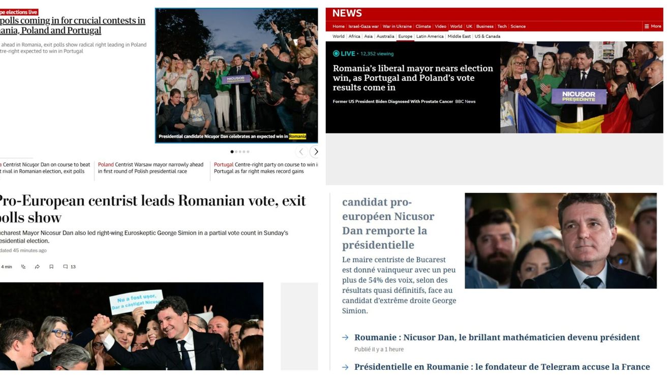 Cum s-au văzut în presa internațională alegerile cruciale din România: ”Lacrimi pentru fraţii Tate, încântare pentru UE”, ”Primarul pro-european al Bucureștiului a reușit un miracol”, ”Președintele României nu va fi până la urmă un populist MAGA”