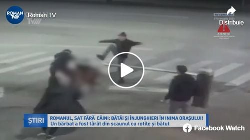 VIDEO Bătaie în Roman, un tânăr a fost târât din scaunul cu rotile şi lovit cu pumnii şi picioarele / O persoană ar fi fost înjunghiată