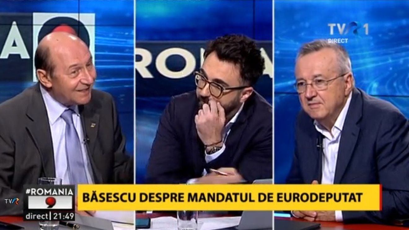 Traian Băsescu, declarații în rafală la TVR: ”Elena Udrea m-a sunat și înainte de a veni și după/ Kovesi se duce în Europa/ Viorica Dăncilă e o mămăiță cu coc. Pe Codrin l-a aruncat ca pe un maieu transpirat în cuier/ Iohannis are prima șansă la prezidențiale/ PSD nu intră în turul doi cu Dăncilă sau Teodorovici”