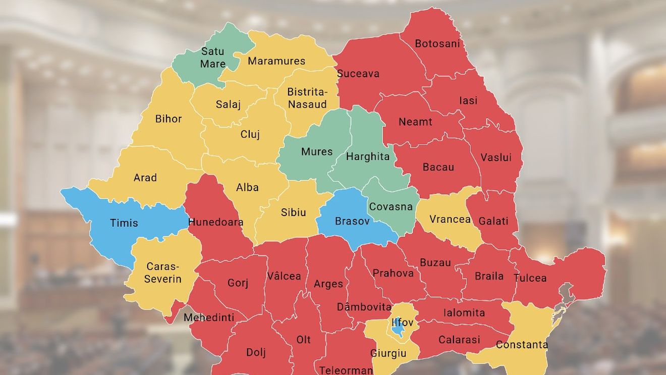 HARTĂ Rezultate alegeri parlamentare 2020: Cum și-au împărțit județele PSD, PNL, USR PLUS, UDMR și AUR
