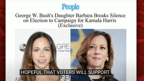 Fiica fostului preşedinte republican George W. Bush o sprijină pe Kamala Harris / Barbara Bush, care provine dintr-o familie celebră de republicani: „Sper că vom face ca ţara noastră să avanseze şi vom proteja drepturile femeilor”