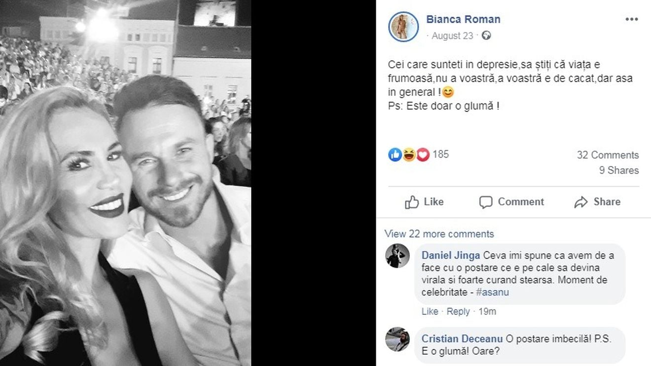 Derapaj pe Facebook al unui lider local din Pro România: ”Cei care sunteți în depresie să știți că viața e frumoasă, nu a voastră, a voastră e de c...t, dar așa în general”