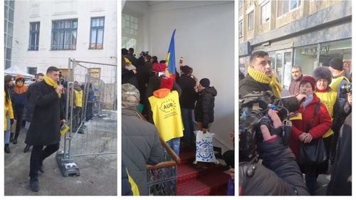 UPDATE George Simion și câteva zeci de simpatizanți ai partidului extremist AUR au intrat cu forța în Primăria Timișoara / Nici o reacție a forțelor de ordine, instituția nu a fost apărată / Primarul Fritz acuză AUR că a pactizat cu Noua Dreaptă, altă organizație legionară