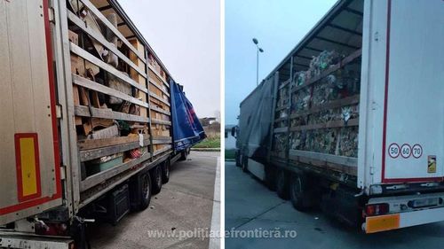 Patru camioane încărcate cu peste 51 de tone de deșeuri, oprite la vămile Nădlac II și Borș II / Cauciucuri, calculatoare vechi și diverse materiale plastice