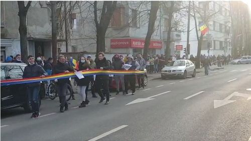 Aproximativ 100 de persoane au protestat la Timişoara împotriva carantinei / Jandarmi au dat câteva amenzi pentru nepurtarea măştii de protecţie