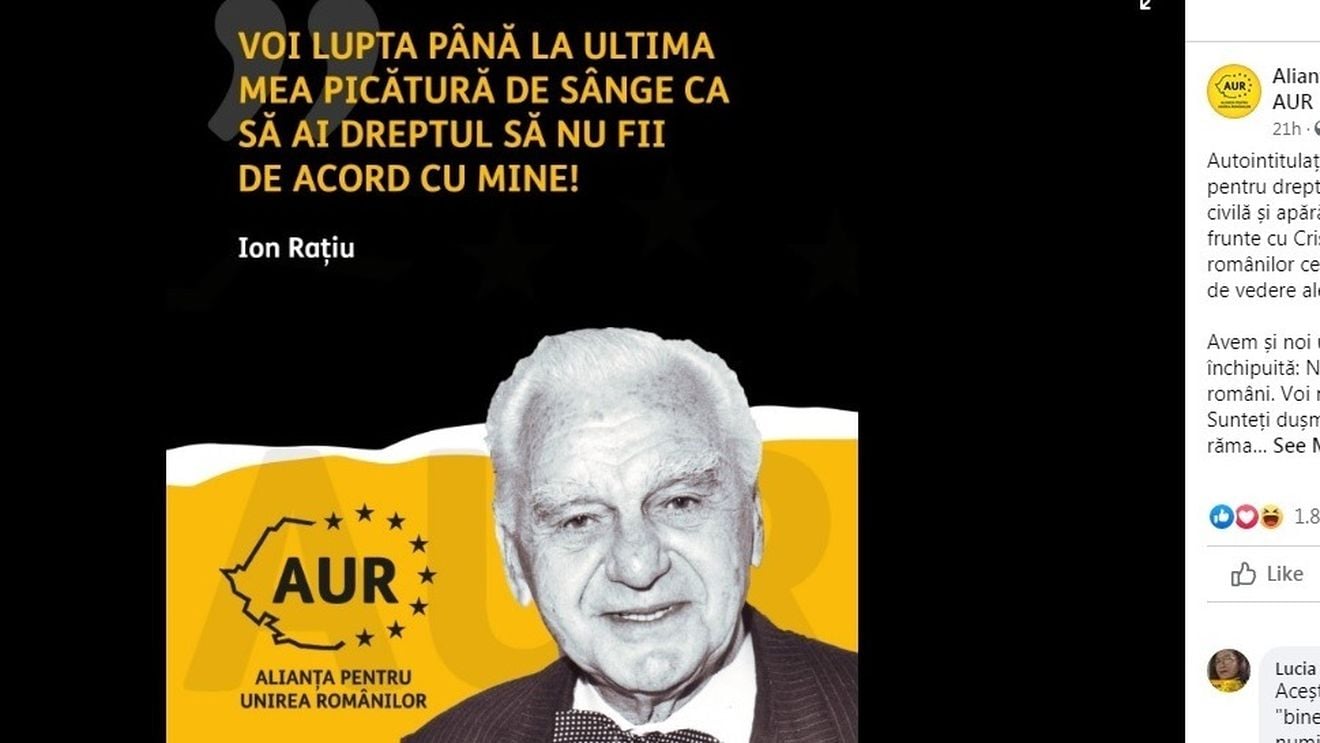 Fiul lui Ion Rațiu cere AUR să șteargă o postare în care se folosea de imaginea fostului lider țărănist: ”Nu a susținut niciodată poziții bazate pe discriminarea semenilor”