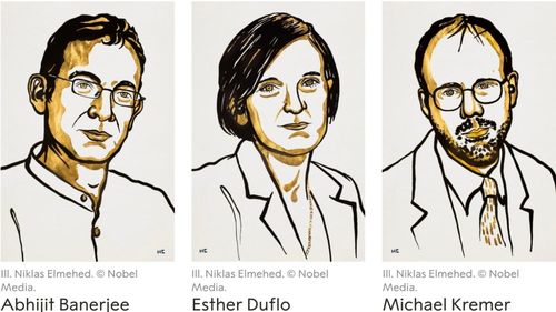 Premiul Nobel pentru Economie 2019 a fost atribuit lui Abhijit Banerjee, Esther Duflo și Michael Kremer, pentru cercetările lor cu contribuții în lupta împotriva sărăciei