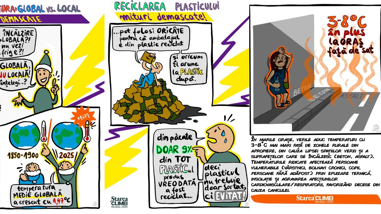 Săptămâna Verde în școli: clima în benzi desenate – 10 lucruri de spus când colegii ironizează schimbările climatice