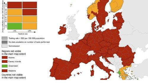 Roșu închis, un nou cod de culoare propus de Comisia Europeană pentru identificarea zonelor cu rată mare de infecții. Cetățenii care călătoresc din aceste zone ar trebui să prezinte un test ȘI să intre în carantină
