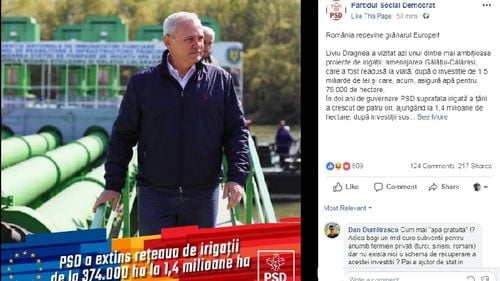 PSD, ca Făt - Frumos: joi a dublat suprafața irigată din România, vineri a crescut-o de patru ori