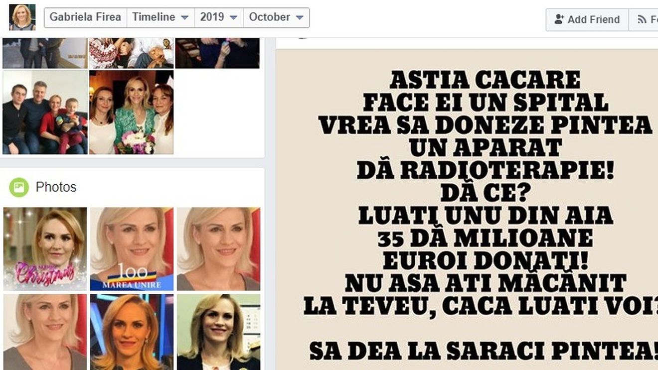 Asociația care construiește cu bani din donații un spital pentru copiii bolnavi de cancer denunță o postare a Gabrielei Firea: ”Ce fel de om să fii să îți bați joc de implicarea oamenilor în timp ce porți cruci și te declari credincios?”