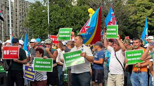 Angajații din construcții protestează în fața Guvernului / Se opun eliminării facilităților fiscale pentru salariați: ”Nu ne alungați din țară!”