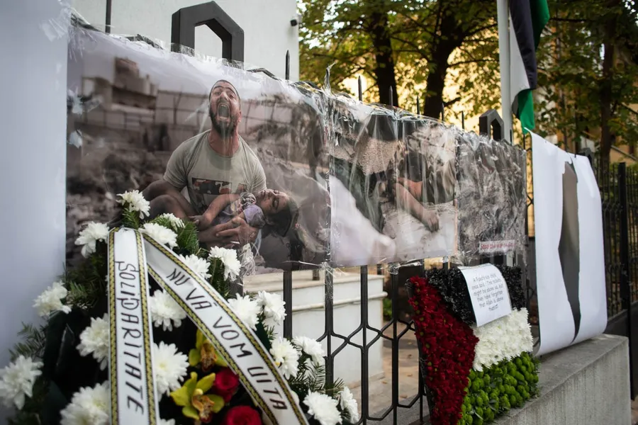 Ambasada Palestinei, miting de sustinere, palestinieni, Fasia Gaza