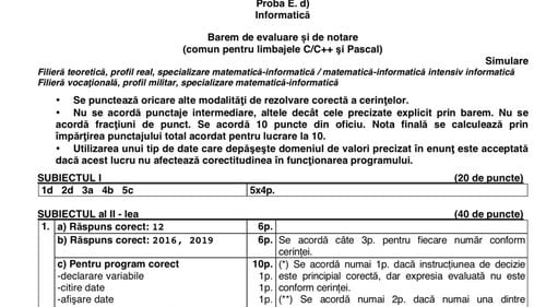 Simulare BAC 2019 – Baremele și subiectele integrale de la simularea la Informatică, Chimie, Biologie, Fizică, Geografie, Filosofie, Logică, Economie, Psihologie și Sociologie