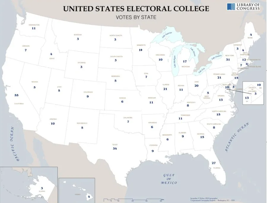 Harta colegii electorale SUA