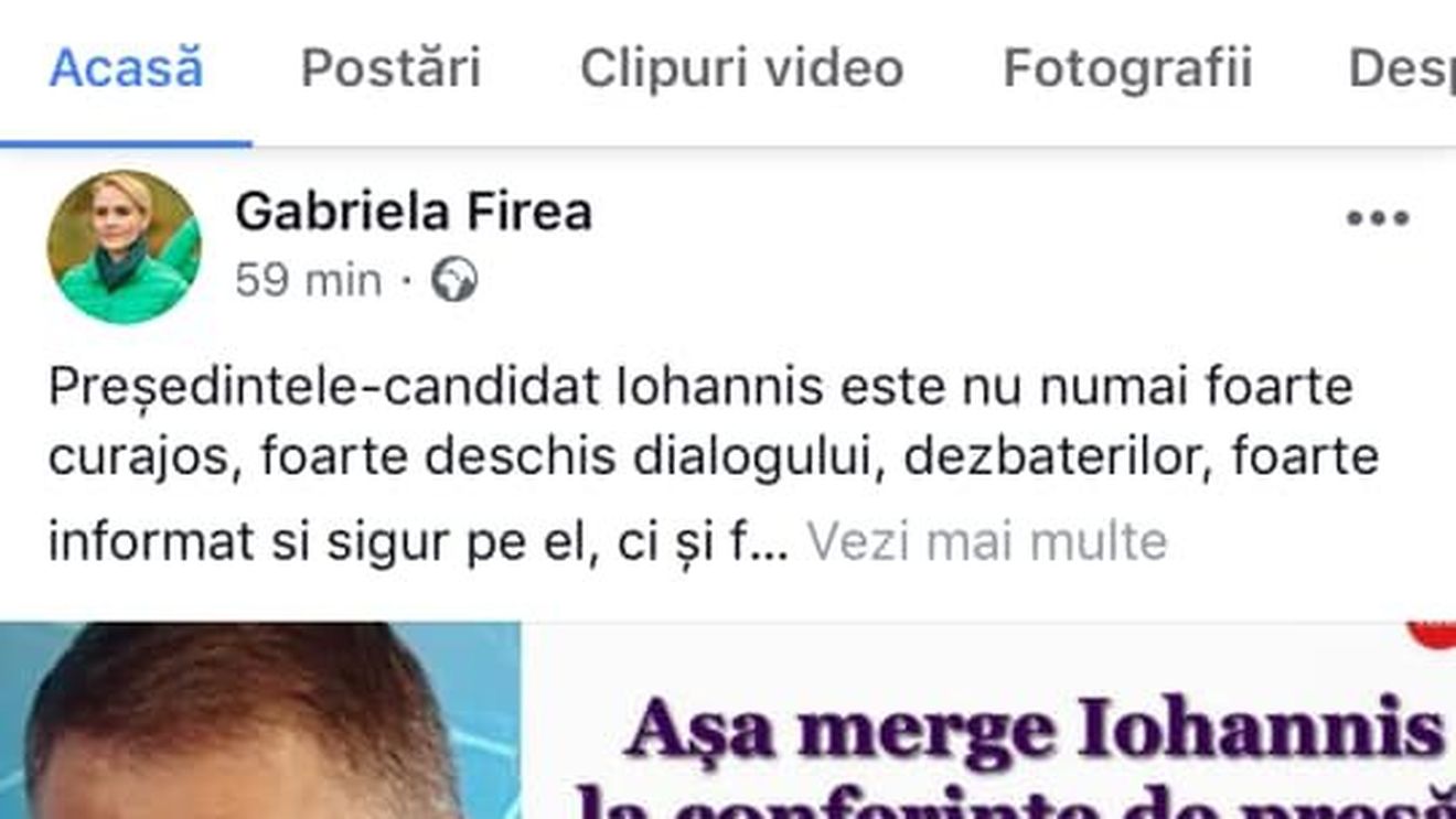 Gabriela Firea și-a șters postarea cu fake news-ul despre casca din urechea lui Klaus Iohannis. Postarea înregistrase sute de comentarii negative la adresa primarului
