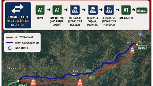 Autostrada A1 se închide pe o porțiune semnificativă în județul Hunedoara, înaintea recepției lotului 3 Lugoj–Deva