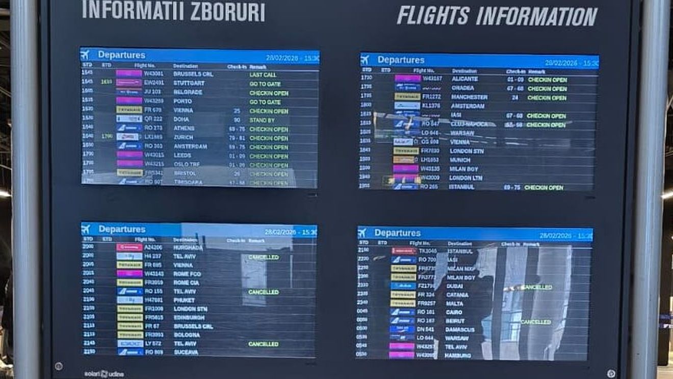 23 de zboruri sunt anulate joi ca urmare a evenimentelor din Orientul Mijlociu, anunță CN Aeroporturi București