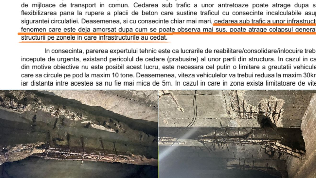 EXCLUSIV Degradările la Planșeul Unirii s-au accentuat de la ultima expertiză de acum 2 ani / Expert: Unele părți din structură se pot prăbuși oricând, atrăgând colapsul general / Începerea lucrărilor de consolidare așteaptă semnătura primarului general - DOCUMENT
