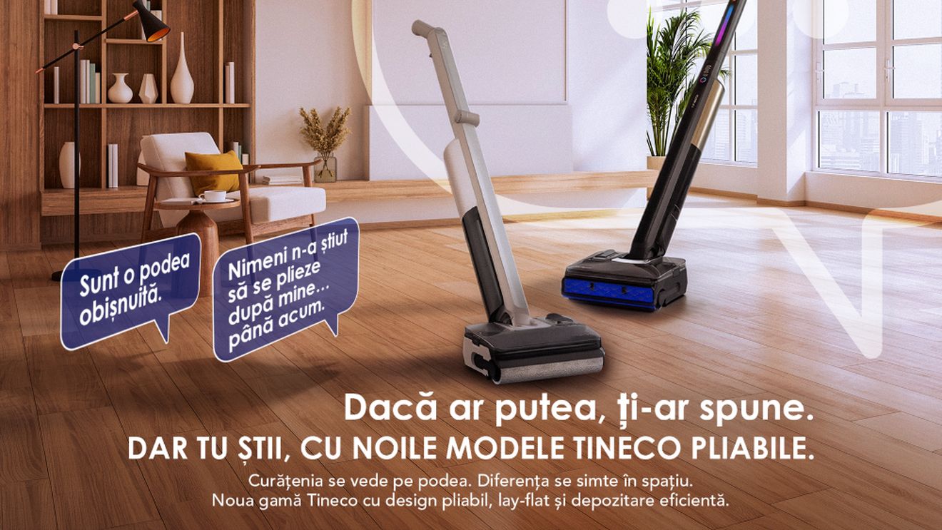 Tineco prezintă în premieră la Bucharest Tech Week noile aspiratoare cu spălare pliabile i7 Fold Premium și S7 Fold Elite