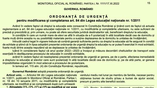 Noua metodă de decontare a navetei elevilor va fi stabilită printr-un ordin de ministru, după ce ordonanța a fost publicată în Monitorul Oficial / Momentan, plățile sunt suspendate până la noile reguli