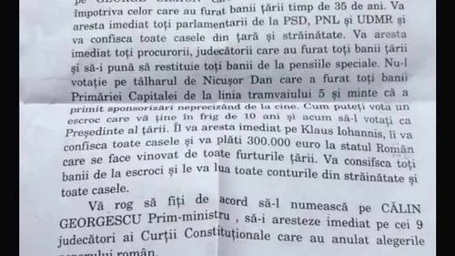 Biroul Electoral Județean Sibiu a sesizat poliția pe tema unor scrisori lăsate în cutiile poștale: „Îl va aresta imediat pe Klaus Johannis, îi va confisca toate casele și va plăti 300.000 euro” / AUR Sibiu se delimitează de acest caz