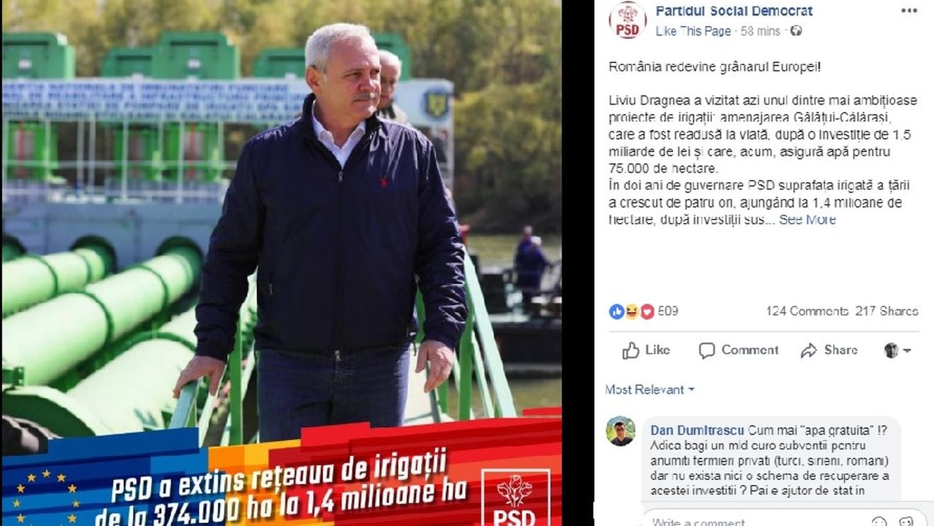 PSD, ca Făt - Frumos: joi a dublat suprafața irigată din România, vineri a crescut-o de patru ori