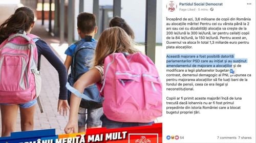 PSD insistă să își asume creșterea alocațiilor pentru copii, deși propunerea a aparținut PNL, iar Dragnea a calificat inițial gestul drept unul demagogic
