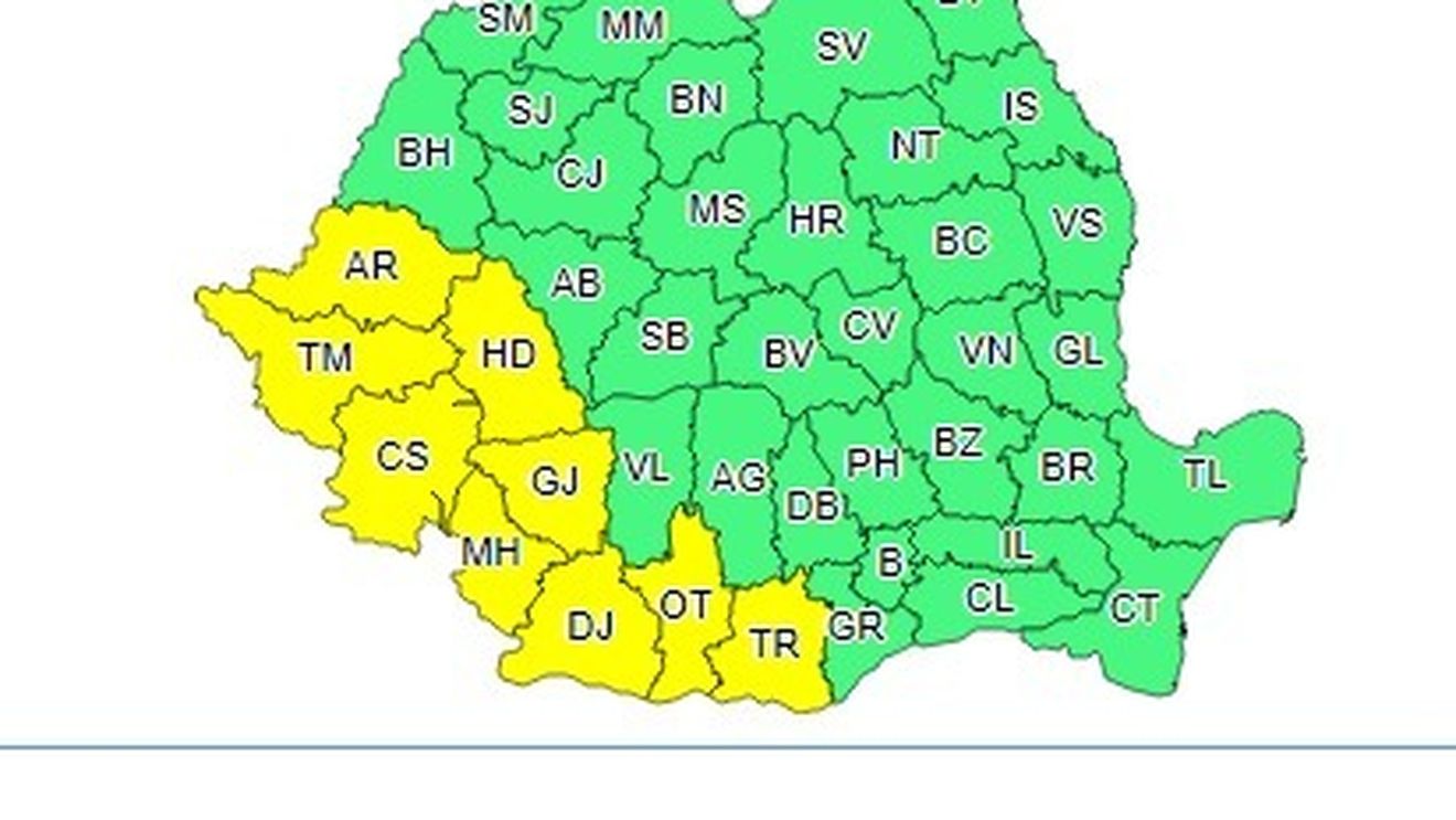 Instabilitate atmosferică în sud-vestul ţării în intervalul 1 – 2 iulie / Averse cu caracter torenţial, descărcări electrice și intensificări de scurtă durată ale vântului