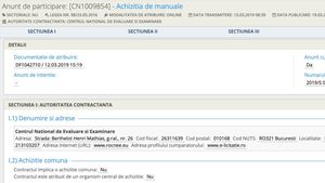 BREAKING Licitația pentru manuale școlare de clasa a VII-a a fost lansată pe SICAP