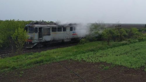 Incendiu la locomotiva unui tren de marfă încărcat cu propilenă, în Gara Piatra Olt
