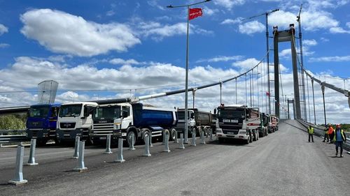 VIDEO Podul de la Brăila, cu 10 zile înainte de inaugurare: S-au terminat testele de rezistență. Trecerea Dunării va fi gratuită în primii 5 ani de la deschidere