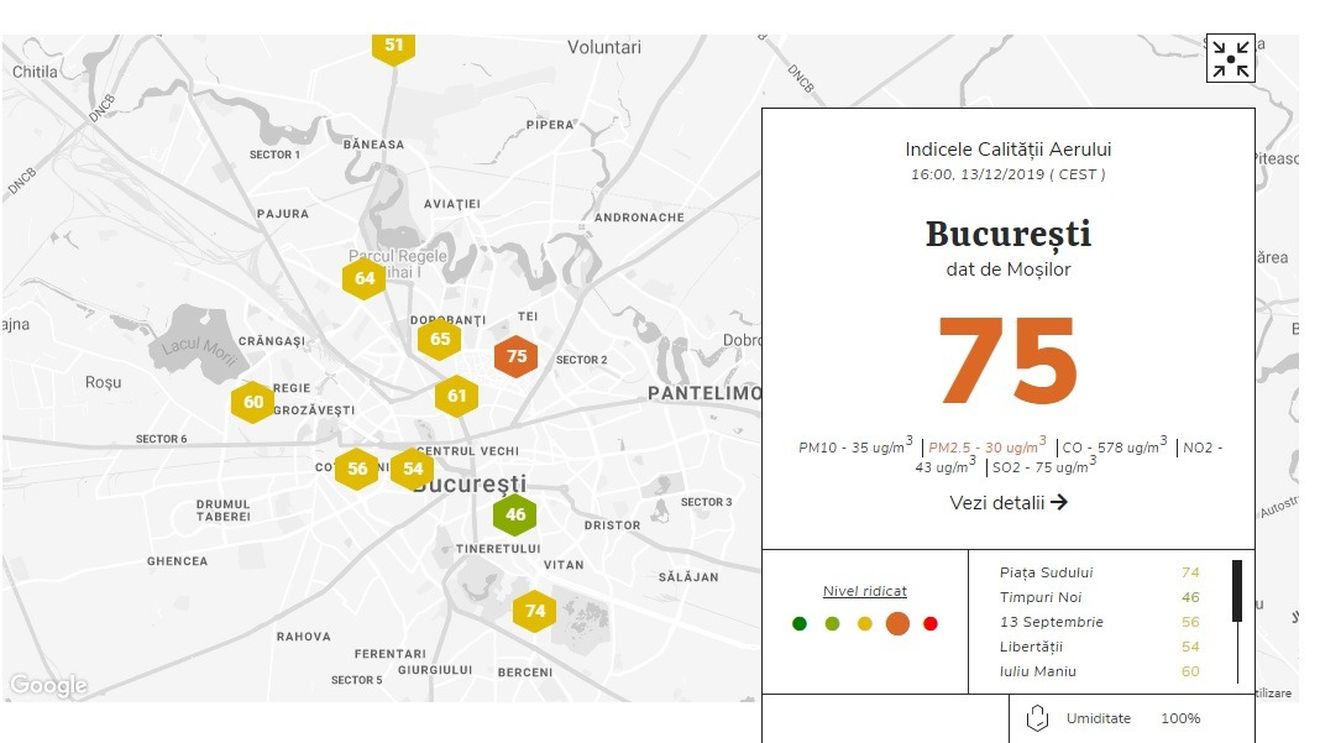 Cât de curat este aerul pe care îl respirăm. Harta poluării din București: s-a lansat platforma Aerlive.ro