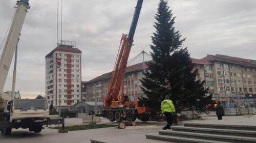 Bradul din centrul Sucevei a fost înlocuit pentru a se potrivi cu noile instalații ornamentale / ”Din cauza unor crengi lipsă, nu se mai crea efectul dorit de lumini”