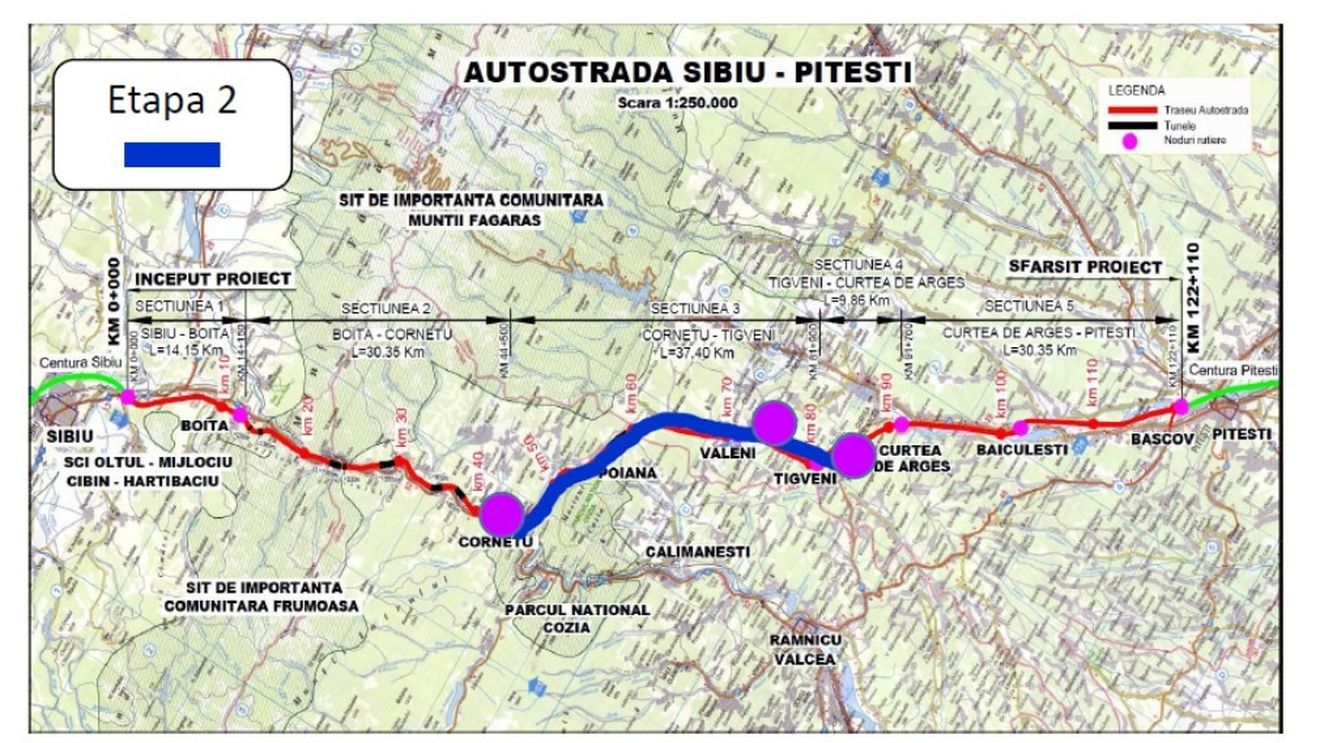 Autostrada Sibiu-Pitești: CNAIR vrea în primăvară licitație cu precalificare pentru secțiunea 3 și 10 kilometri din secțiunea 2