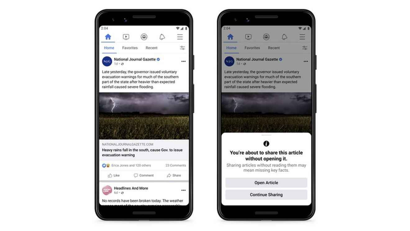 Facebook va încuraja oamenii să citească articolele înainte să le distribuie pentru a limita răspândirea știrilor false