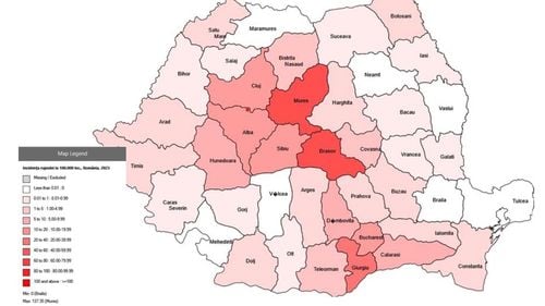 Aproape 1.000 de cazuri de rujeolă înregistrate doar în luna decembrie dintre cele peste 2.800 din tot anul 2023 / Jumătate sunt din județele Mureș și Brașov / Harta îmbolnăvirilor