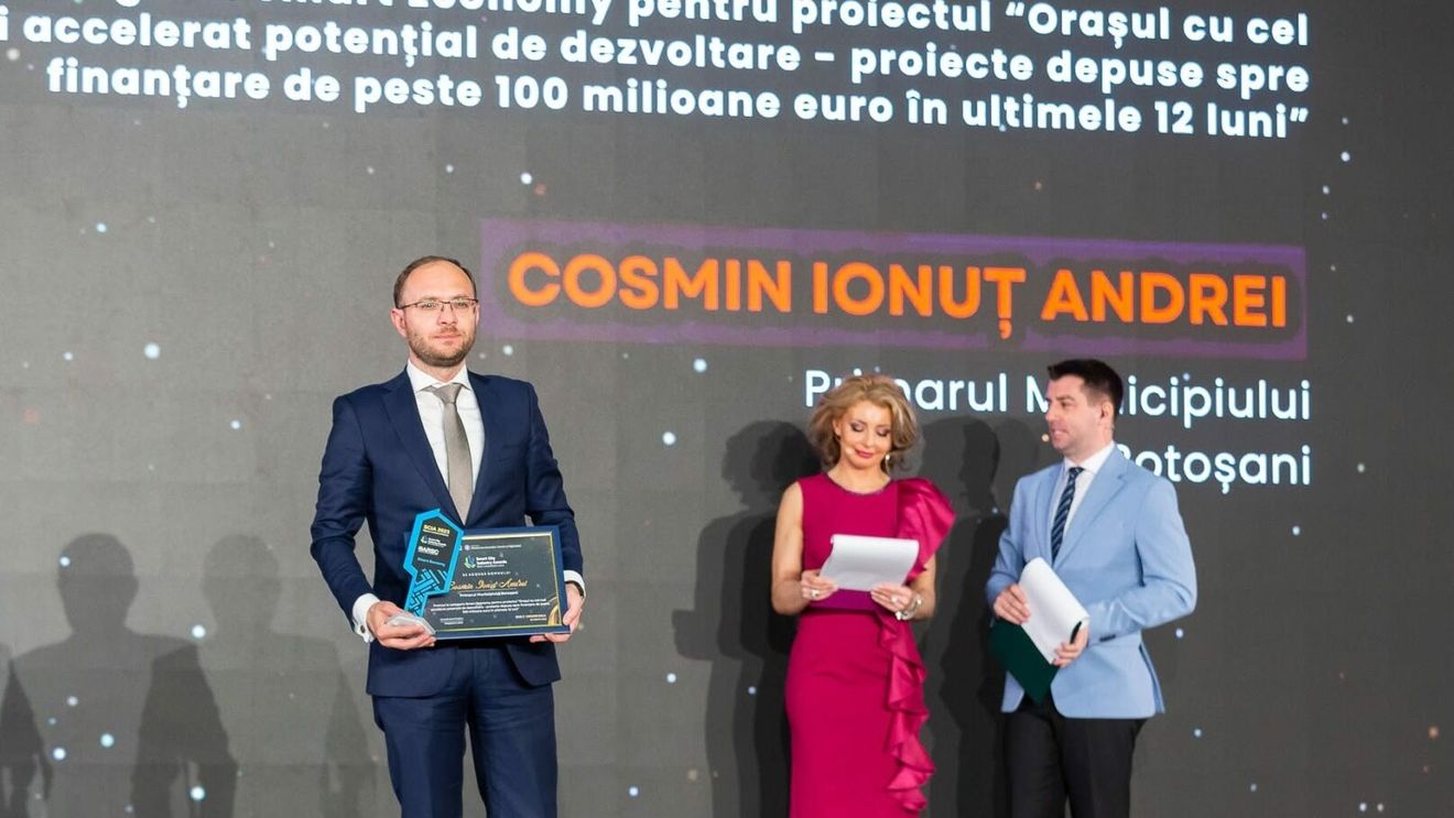 Botoşani, premiu pentru proiectul „Oraşul cu cel mai accelerat potenţial de dezvoltare”, la categoria „Smart economy”, în cadrul Galei „Smart City Industry Awards”