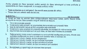 Subiectele de la Logică – simulare BAC 2023: La subiectul al III-lea, elevii au avut să construiască un silogism valid prin care să justifice propoziția „Unele comunități culturale sunt tradiționaliste”