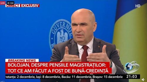 Bolojan, interviu la Antena 3: „Pot negocia, dar niciodată nu voi fi de acord cu lucrurile care sunt elementare și de bun simț. Nu poți să ții cont de opinia ca pensia să fie cât salariul. Asta nu pot să accept”/ „Nu voi fi de acord să fac înțelegeri pe sprânceană pentru privilegii”